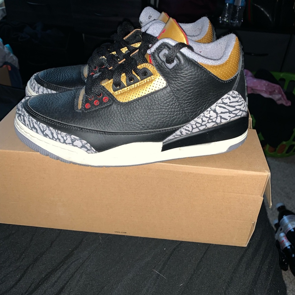 Black and Gold Women size 9.5 Jordan retro 3s